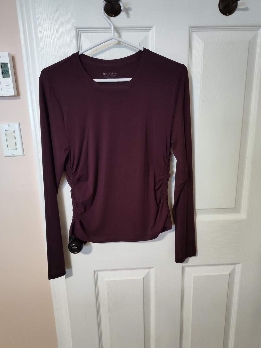Athleta Plum Ruched Long Sleeve Top Size Medium NWOT